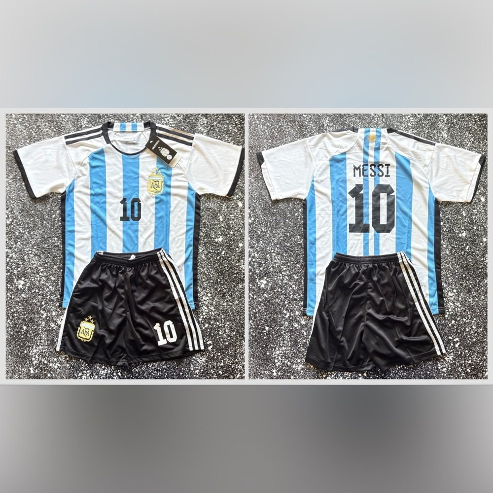 Argentina Soccer Lionel Messi Jersey/Short Set NWT Youth Size 28 XXL